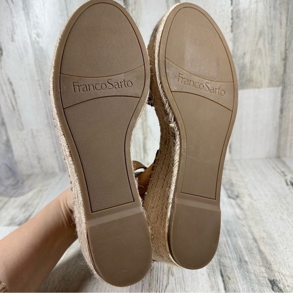 New Franco Sarto Callia Tan Leather Ankle Strap Wedge Sandal #255 - Picture 7 of 8